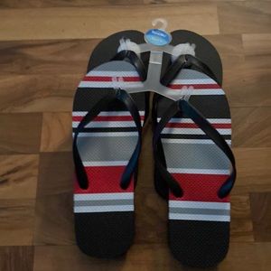 Men’s flip flops 2 pair one black and other multi color brand new never wore